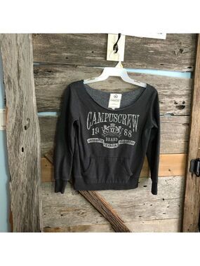 CAMPUS Crew Size Med Grey Wide Scoop Neck Sweatshirt